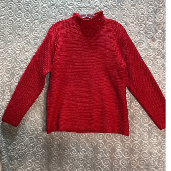 Karen Scott Sweaters - Karen Scott Red Mock Neck Knit Sweater Textured Long Sleeve Women's Size L